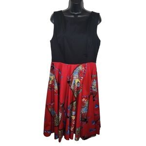 Trashy Diva by Candice Gwinn geisha fan print retro dress size 16